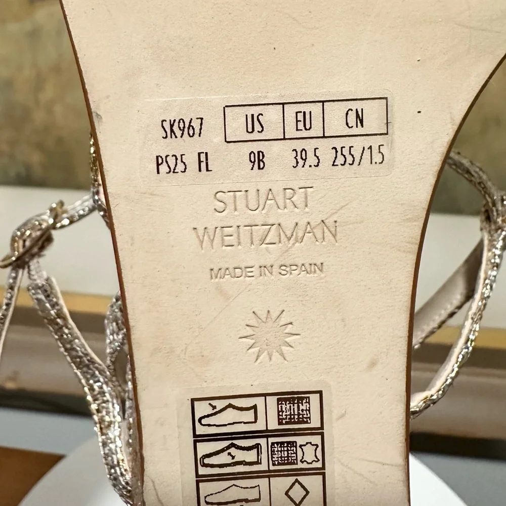 🌹STUART WEITZMAN 🌹 Oasis 50 Wedge Sandal In Gold Size: 9B - Picture 9 of 10